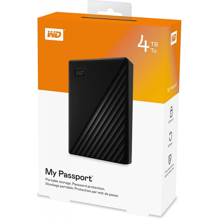 هارد اکسترنال وسترن دیجیتال مدل My Passport ظرفیت چهار ترابایت دارای رابط USB Type-A 3.0