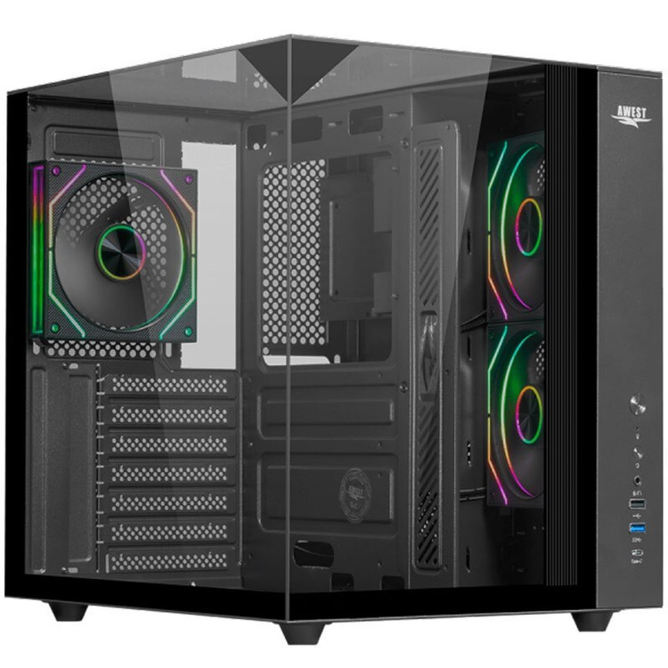 کیس کامپیوتر اوست مدل AQ15-TG RGB Mid Tower مشکی