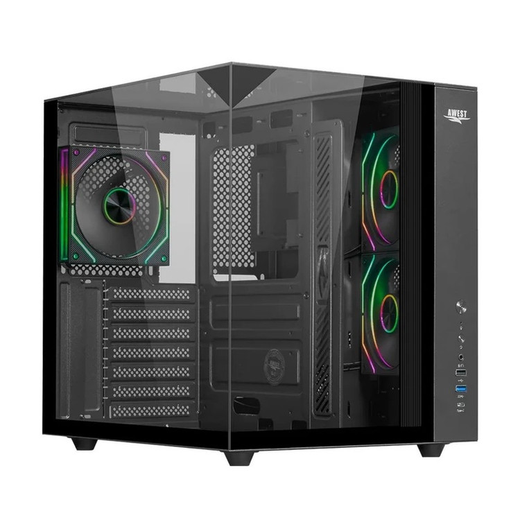 کیس کامپیوتر اوست مدل AQ15-TG RGB Mid Tower مشکی